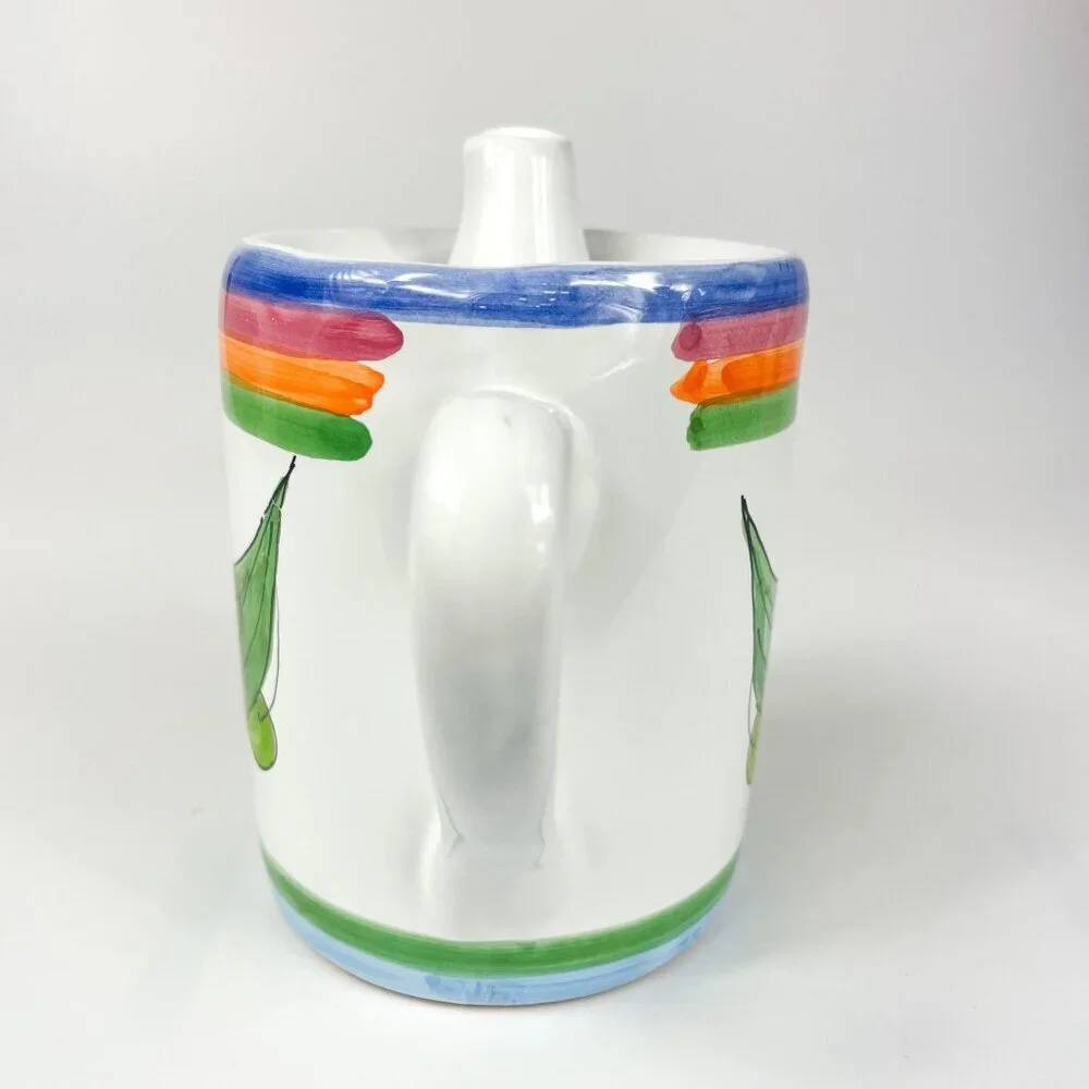Caleca Italy Hand-Painted Italian Ceramic Olive Oil Dispenser Jug